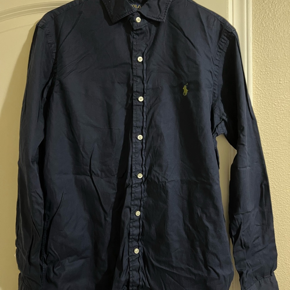 Ralph Lauren Navy Blue Casual Button Down Shirt